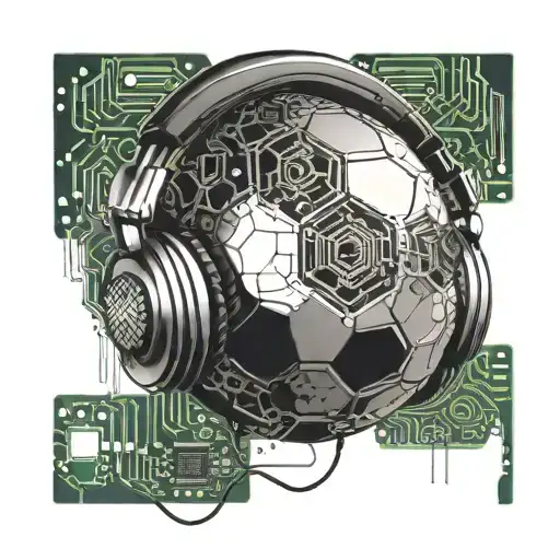 A Soccer Ball Morphing Into A Circuit Board With Headphones
