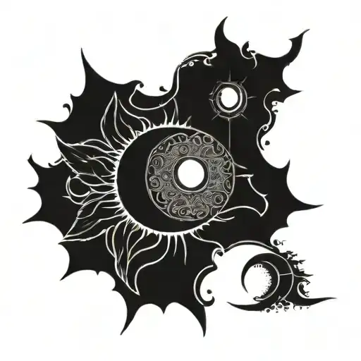 Arcane Jink Tattoo That Leads Into A Moon And Sun