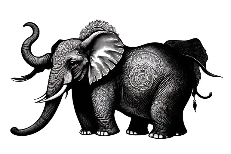 Elephant Tattoo Woman Theme
