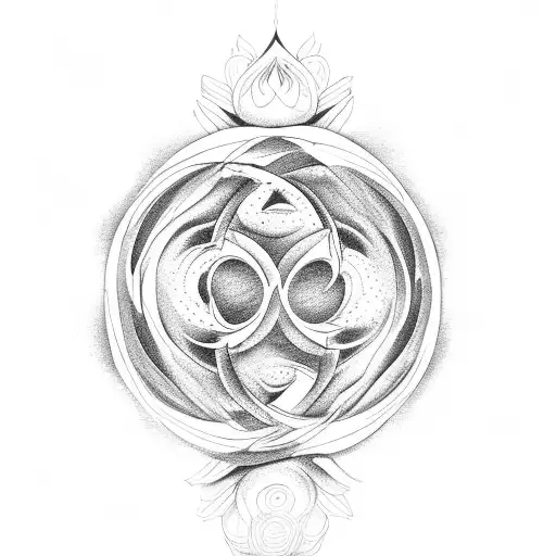 Yinyang Coming Out Of A Lotus With Swirls