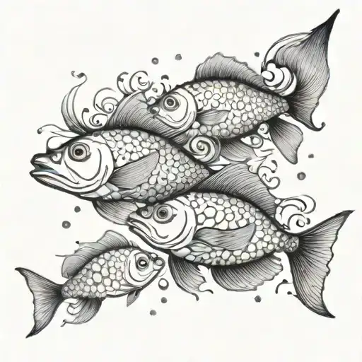 Fish Mother And Fish Daughter Swimming In Heaven