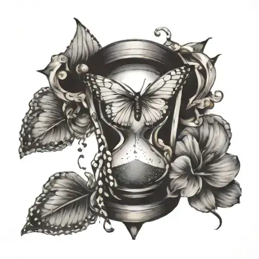 Hourglass With Butterfly And Awareness Ribbon