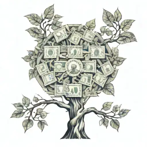A Family Tree Made Of Intertwined Dollar Bills