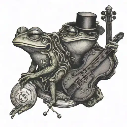 A Tattoo Inspired By The Music Of Paganini Featuring Frogs And Minions