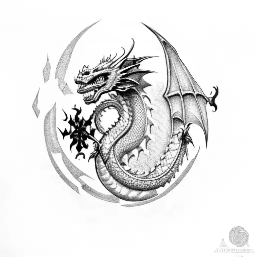 Dragon With Gothic Letters