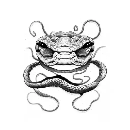 A Yellow Snake Crawling Through A Black Square