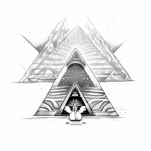 Alien Meditating Below The Pyramid