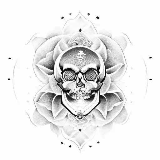 Pirate Skull And Lotus Flower