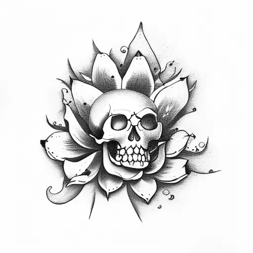 Pirate Skull And Lotus Flower