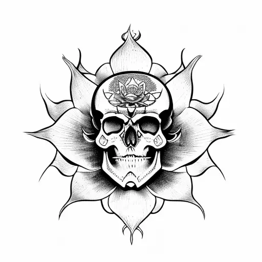 Pirate Skull And Lotus Flower