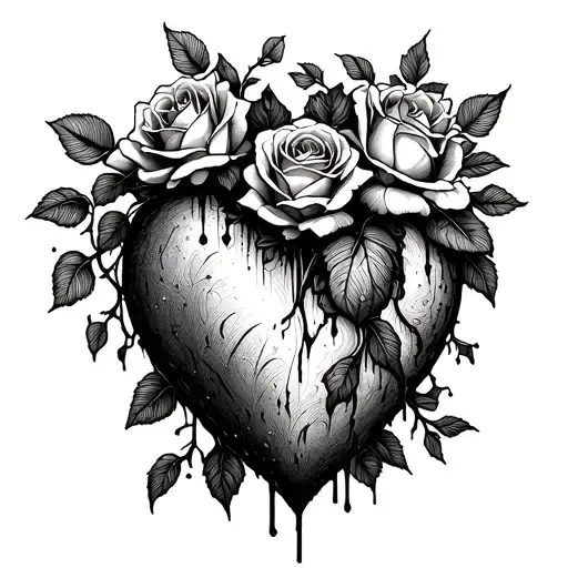 Heartbeat Line Wrapped In Vines Of Roses As If Tangled Some Of The Pricks Draw Blood