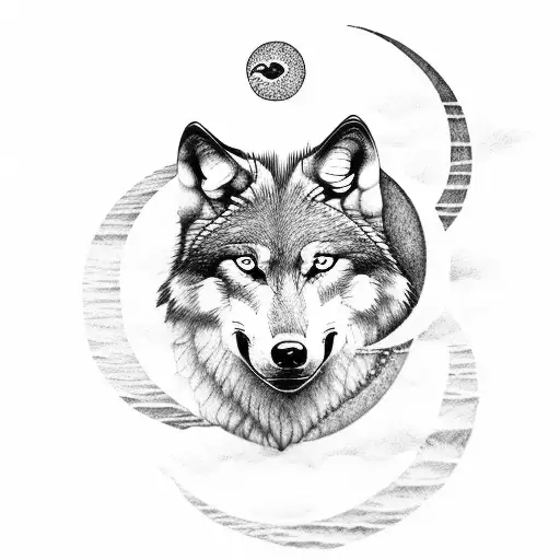 Wolf Chasing The Moon