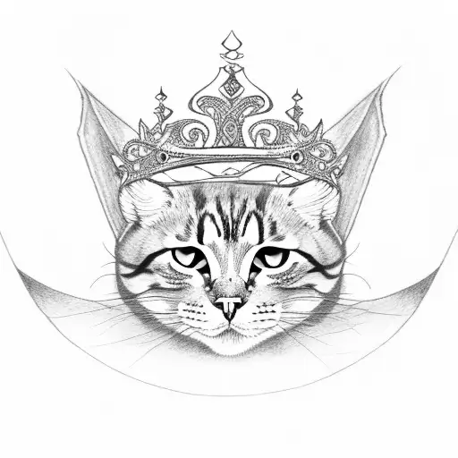Full Body Angry Cat Sideways Wearing A Crown