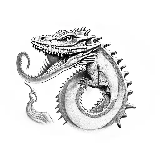 Lizard Tranforming Into A Dragon