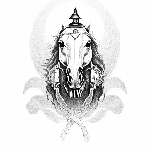 Grim Reaperon Horse Holding Lantern