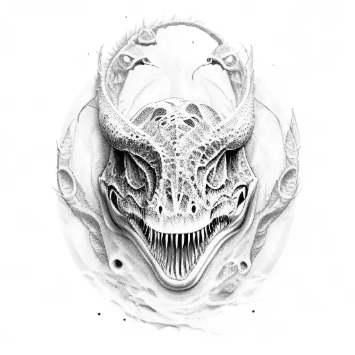 Waterlilly Wrapped Coming Out Of A T-rex Skull