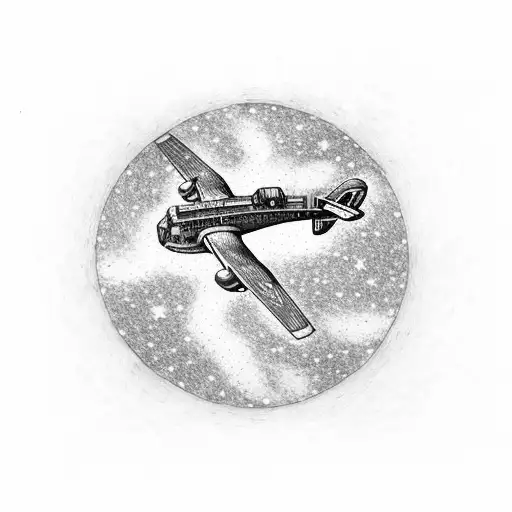 An Airplane Flying Through A Van Gogh-inspired Starry Sky