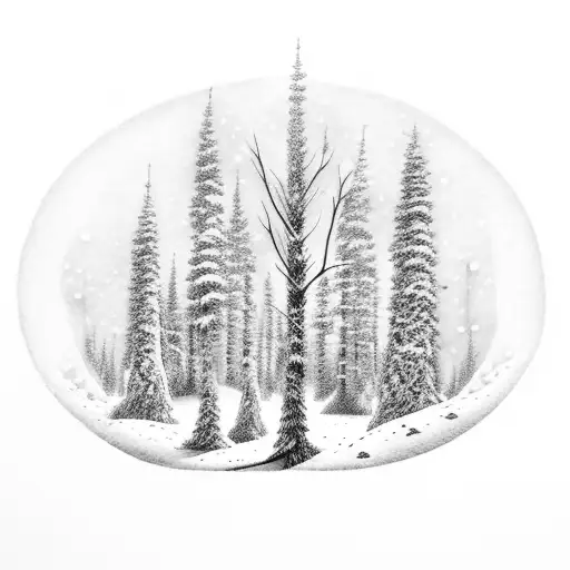 Snowy Forest With Fire