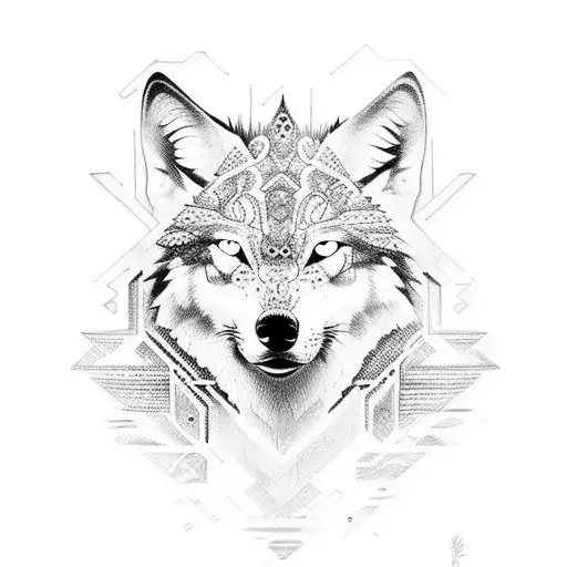 Tribal With Wolf