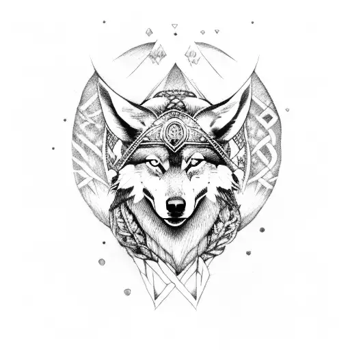 Viking Woman With Wolf On Her Hesd