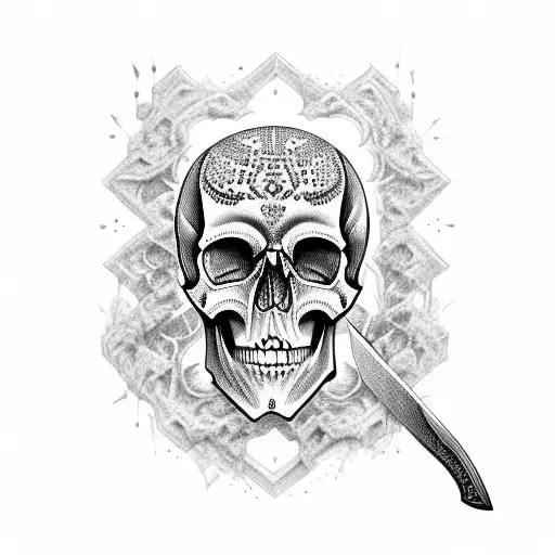 Skull With Knife