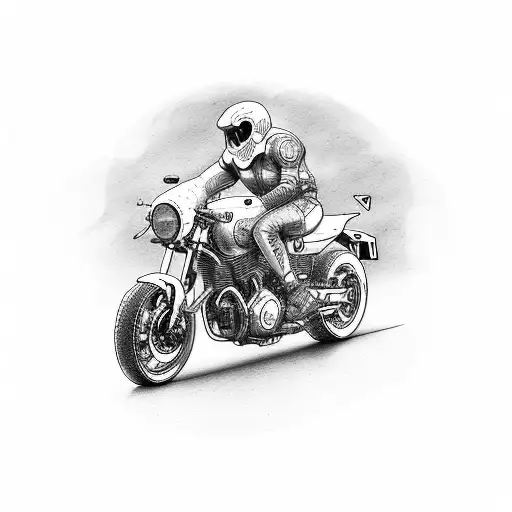 Cafe Racer Motorbike With Ram Skull Rider