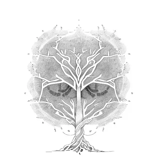 A Tree Of Life Intertwined With Binary Code