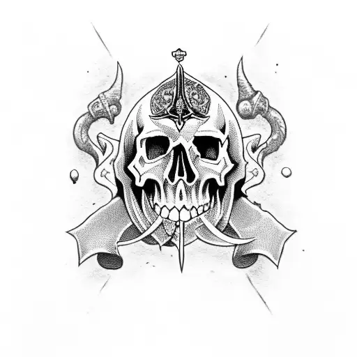 Ace Of Spades With Skull And Dagger