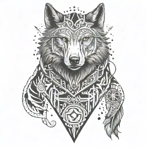 Combine Wolf Imagery With Ancient Tribal Symbols For A Unique