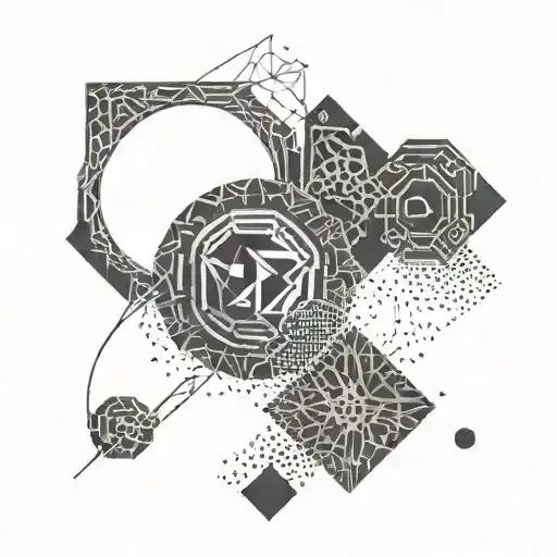Abstract Geometric Design Incorporating Running Symbols