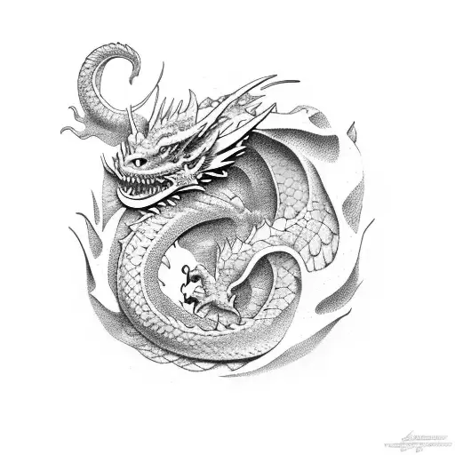 Dragon Que Lo Rodea Una Rosa