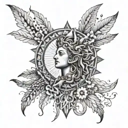 Mythology With Sun Rays On The Chest At The Top Right