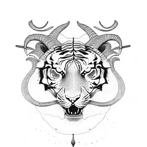 Tiger Head With Goat Horn