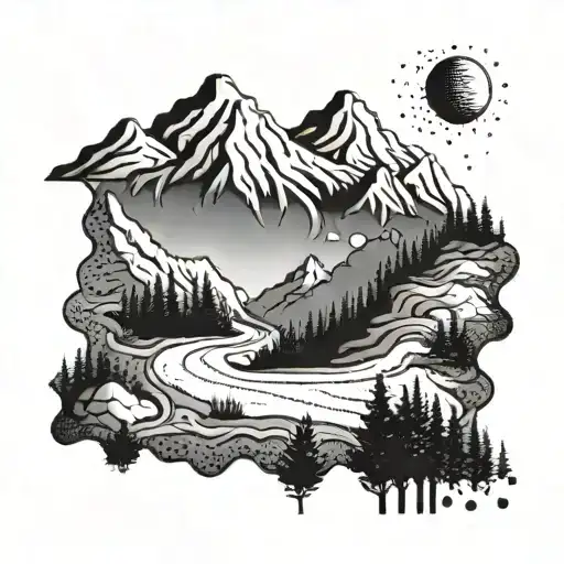 Mountain Landscape With A Trail Winding Through It