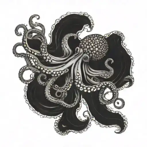 An Octopus Gracefully Dancing Among Swirling Ocean Waves