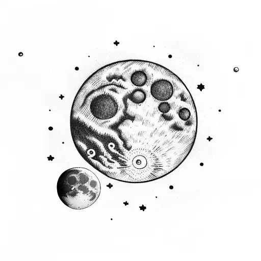 Moon Sunset 2 Stars Sea