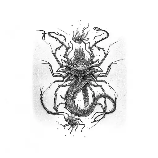 Dragon Stabbing A Spider