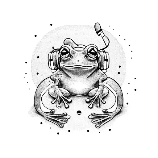A Cute Frog Wearing A Headphone