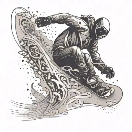 A Snowboarder Shredding Down A Mountain With Musical Notes Swirling Around Them