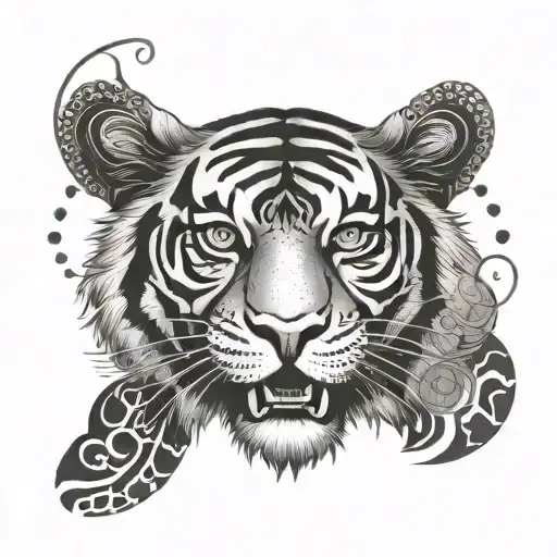Pathinettam Padi Symbol Integrated Into A Fierce Tiger Design