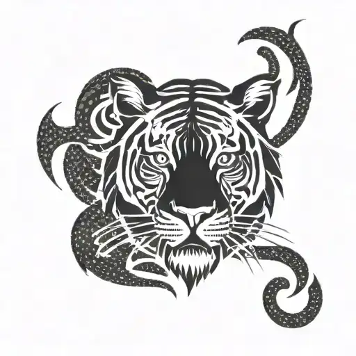 Pathinettam Padi Symbol Integrated Into A Fierce Tiger Design