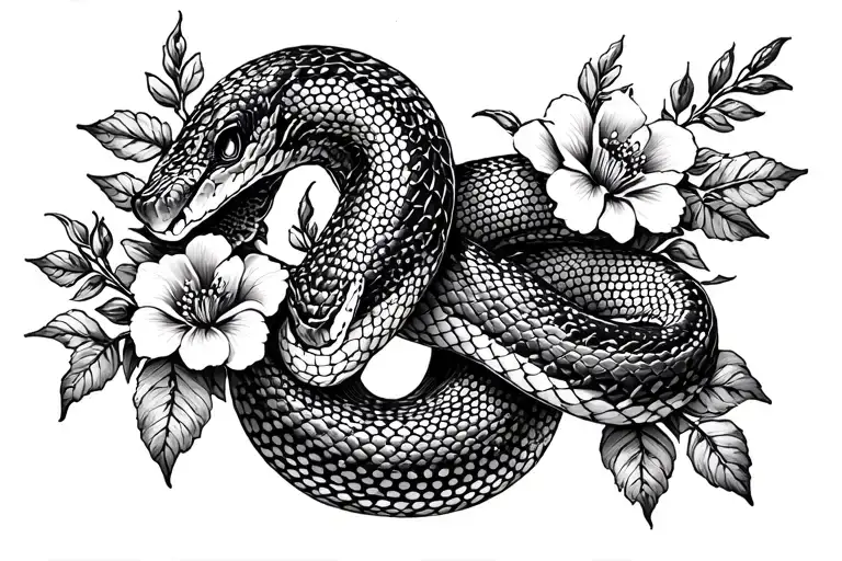 Snake And Flowers