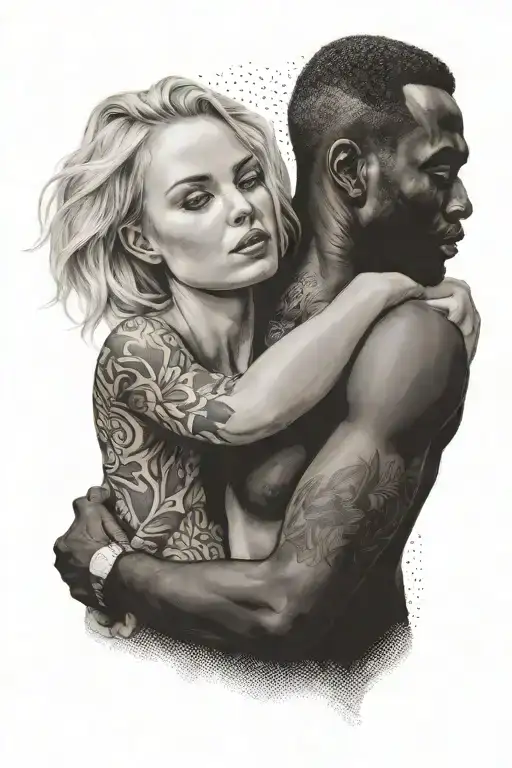 Nude Slim Shy Young Blonde European Girl Ride On Muscular African Man's Back
