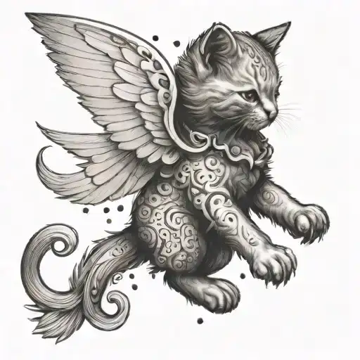 Angel Kitten With Wings Flying