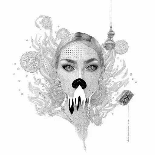 Woman With Money In Her Mouth