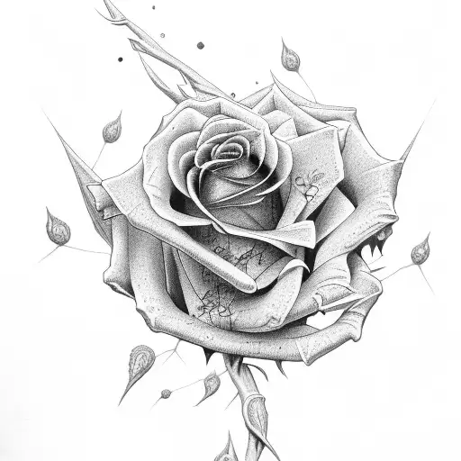 Rose And Thorns With Roots