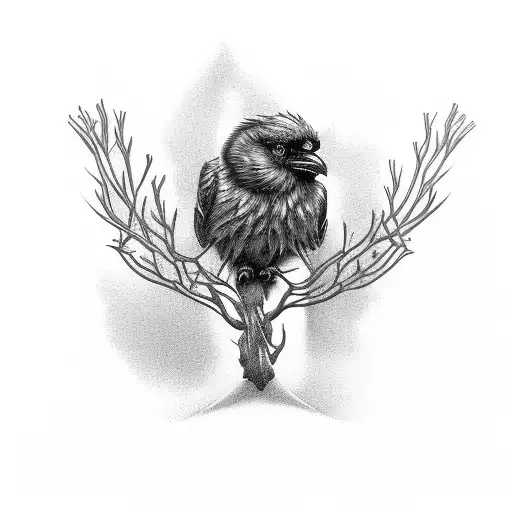 Pine Tree With Ravens