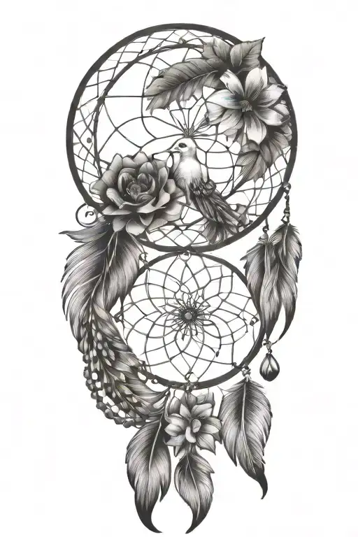 Dream Catcher Phoenix Flowers Intertwined Infinity Symbols