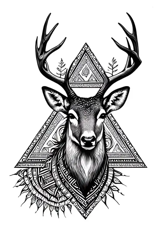 Deer Head Spiritual Aztec Symbol Nature Triangle