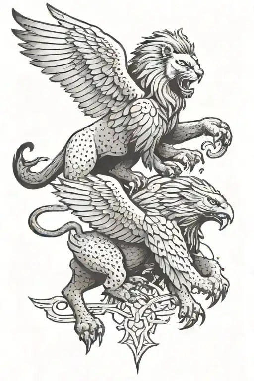 A Lion And Eagle Intertwined In A Fierce Battle Scene